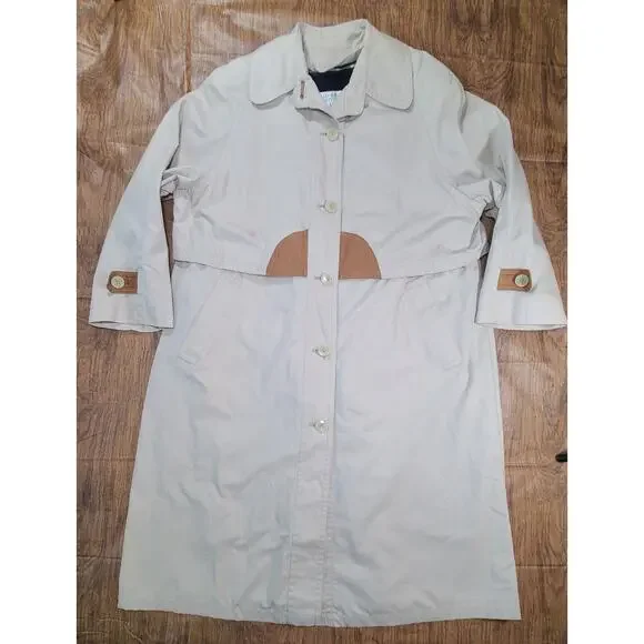 LONDON FOG Overcoat Trench Coat 8 Petite Removable Fleece Lining Tan - Picture 7 of 7